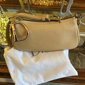 Dior Tan Leather Clutch with Sleek Design